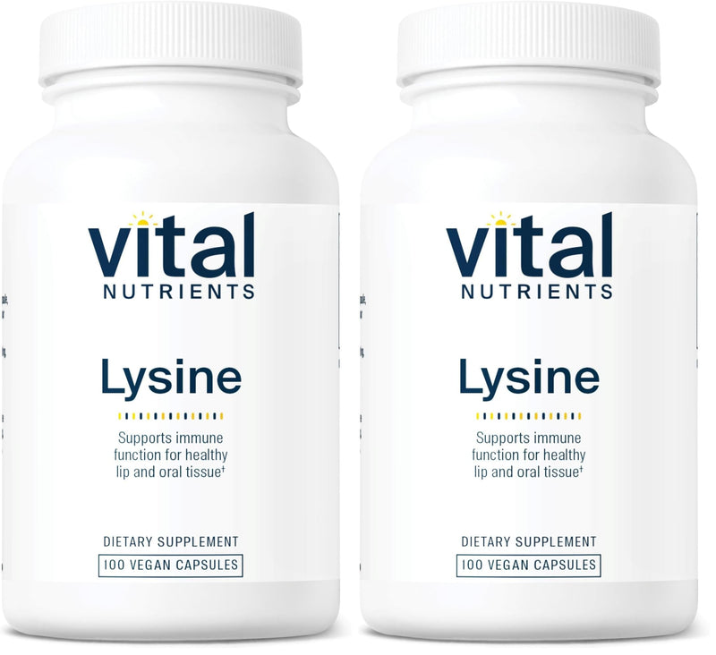 Vital Nutrients Lysine | Immune Support & Lip/Oral Tissue Health | 100 Capsules (Pack of 2)