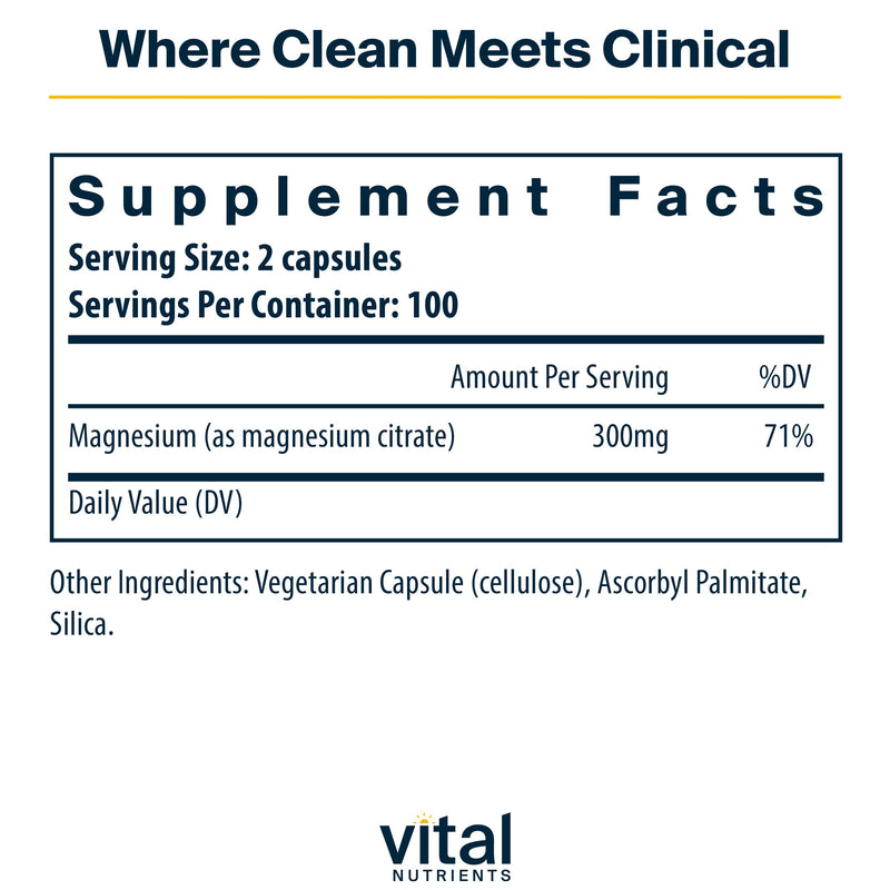 Vital Nutrients Magnesium Citrate 150mg – Sleep & Relaxation Support | Vegan
