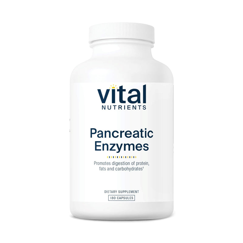Vital Nutrients Pancreatic Enzymes 1000mg | Full-Strength Digestive Enzymes | Gluten, Dairy & Soy Free | 180 Capsules