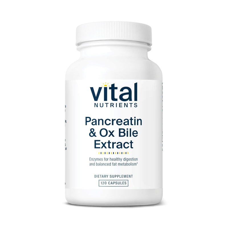 Vital Nutrients Pancreatin & Ox Bile Extract 500mg | Digestive Enzymes for Protein, Fat & Carbs | Gluten Free | 120 Capsules