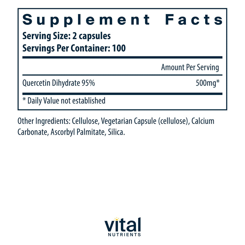 Vital Nutrients Quercetin | 500mg Vegan Quercetin Supplement – 200 Capsules