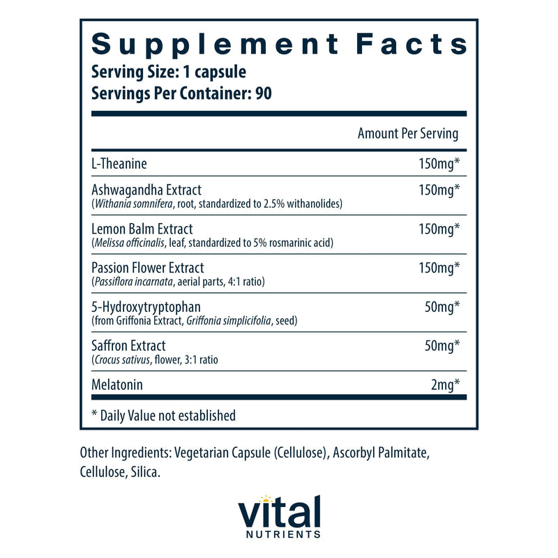 Vital Nutrients Sleep + Recover – Vegan Sleep Support with Melatonin, Ashwagandha & L-Theanine – 90 Capsules