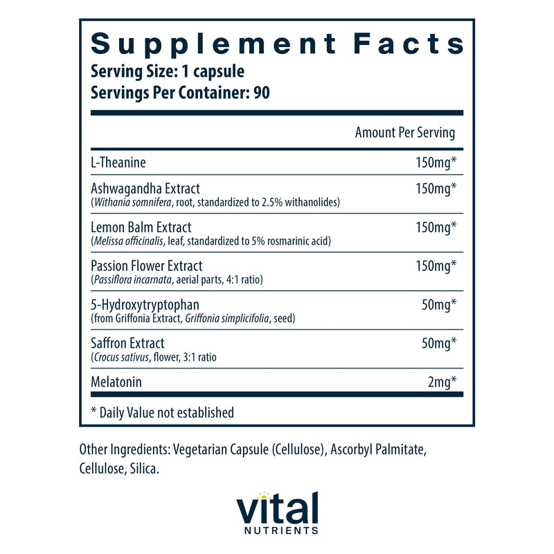 Vital Nutrients Sleep + Recover – Vegan Sleep Support with Melatonin, Ashwagandha & L-Theanine – 90 Capsules