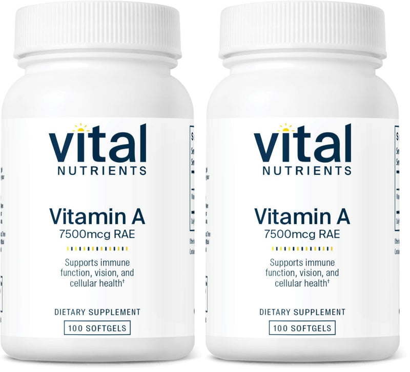 Vital Nutrients Vitamin A 7500mcg RAE – Immune, Vision & Skin Support | Non-GMO | Pack of 2