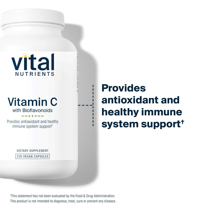 Vital Nutrients Vitamin C with Bioflavonoids | Vegan, Allergen-Free 1000mg Vitamin C + 500mg Citrus Bioflavonoids | 220 Capsules