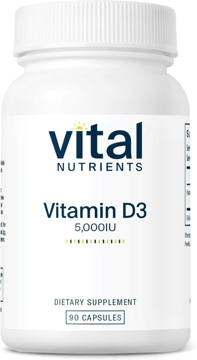 Vital Nutrients Vitamin D 5000 IU | Vitamin D3 Supplement | Healthy Bones, Teeth, Muscles* | Cellular & Immune Function | Calcium Absorption | Gluten, Dairy and Soy Free | 90 Capsules