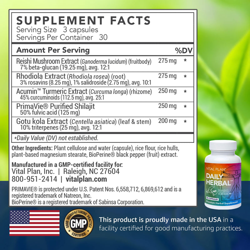 Vital Plan Daily Herbal Supplement by Dr. Bill Rawls – Immune Support, Microbiome Balance & Cell Health