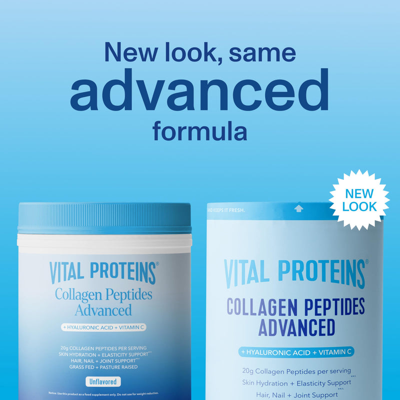 Vital Proteins Collagen Peptides Powder with Hyaluronic Acid & Vitamin C - Unflavored, 13 Servings