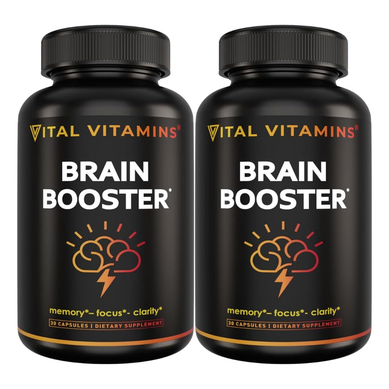Vital Vitamins Brain Booster (2-Pack) — Memory & Focus Nootropics, Caffeine-Free