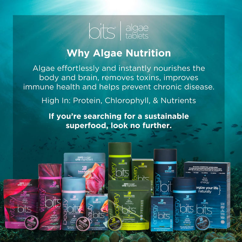 VITALITYbits by ENERGYBITS - Organic Spirulina & Chlorella Tablets, Algae Superfood