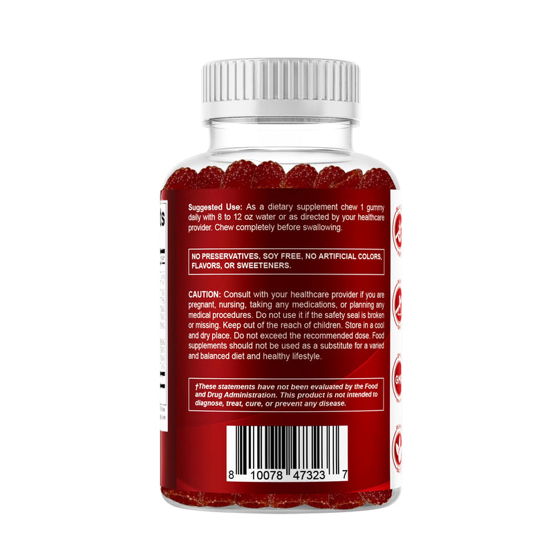 Vitamatic Vitamin B Complex Gummies with Vitamin C & Inositol – Natural Strawberry Flavor – 60 Gummies