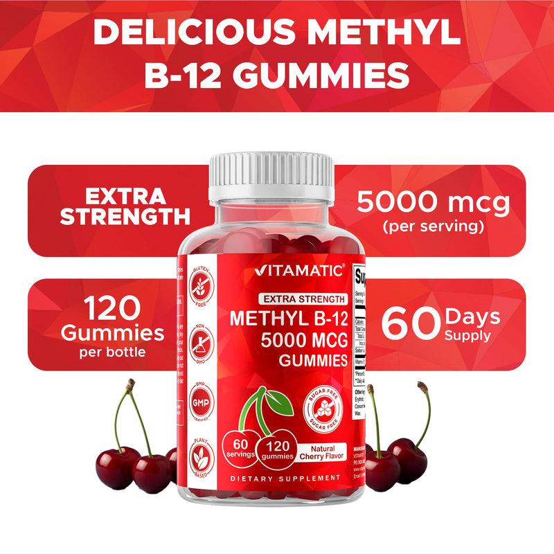 Vitamatic Extra Strength B12 5000 mcg Gummies - 120 ct, Methyl B12