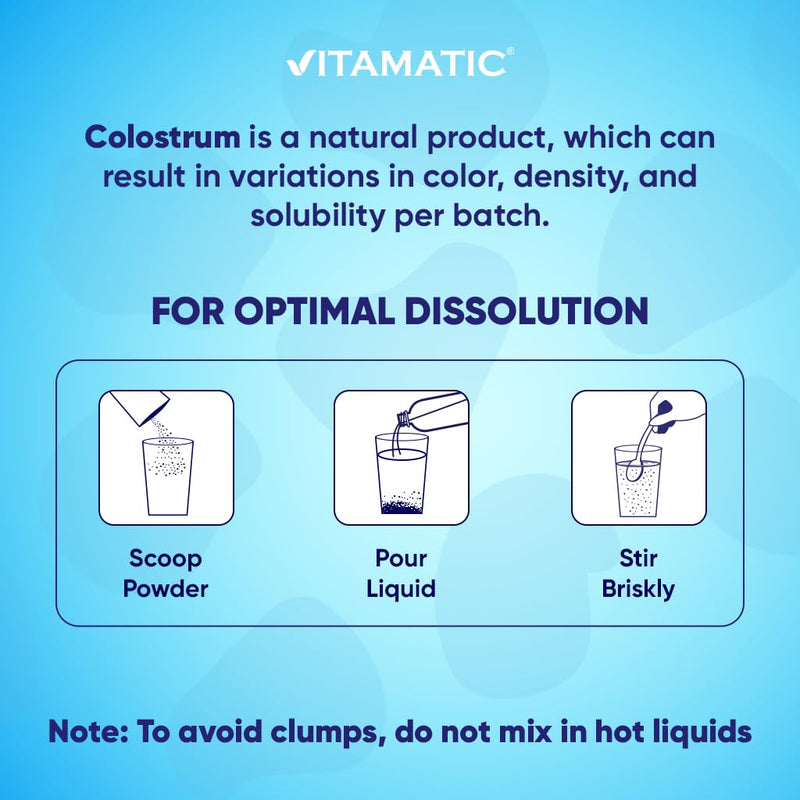 Vitamatic Bovine Colostrum 30% IgG Powder – Gut Health & Immune Support (60g, Unflavored)