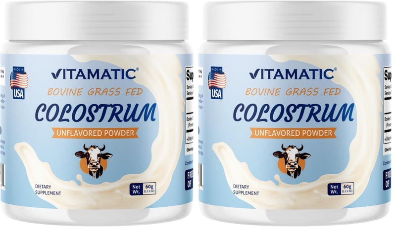 Vitamatic Bovine Colostrum Powder 30% IgG - 60g (2-Pack) for Gut Health & Immunity