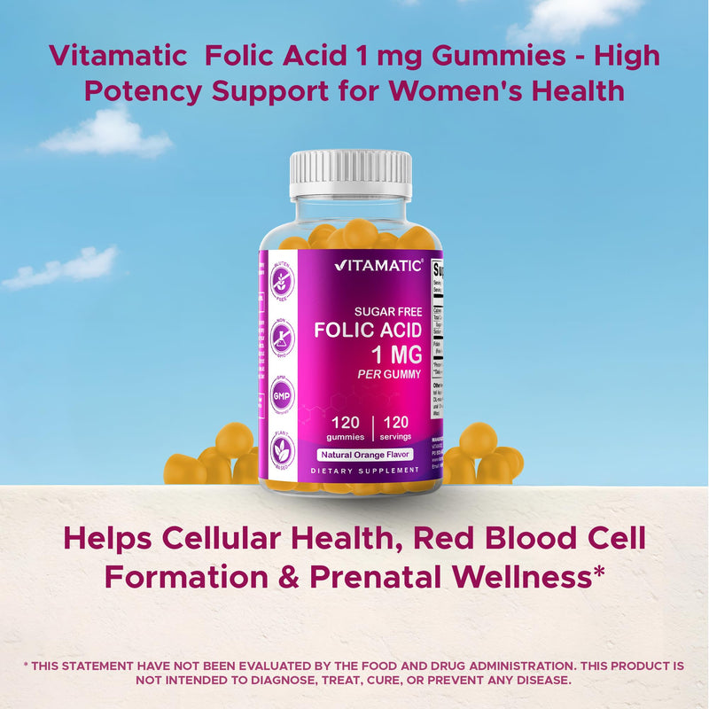 Vitamatic Folic Acid Gummies 1000 mcg - Prenatal Vegan Vitamin