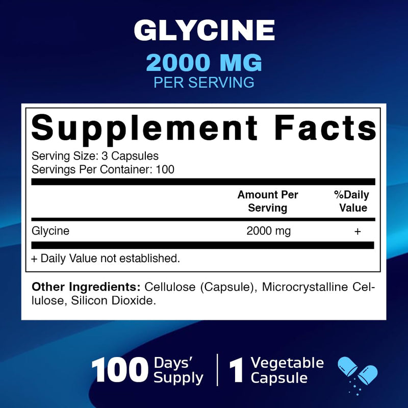 Vitamatic Glycine 2000mg – 300 Count, Non-GMO, Gluten Free (2 Pack)