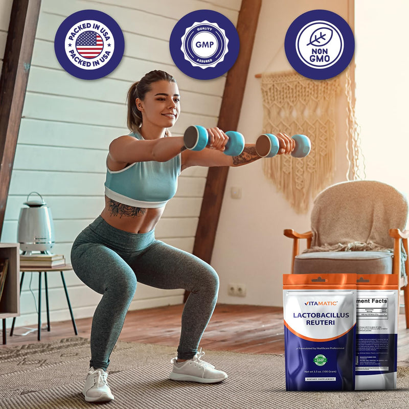 Vitamatic Lactobacillus Reuteri Probiotic Powder - Digestive Health | 100 g | 100 Servings