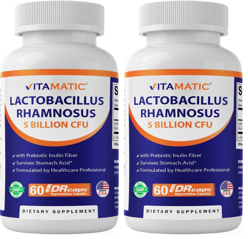 Vitamatic Lactobacillus Rhamnosus 5B/10B - 60 Count (Pack of 2) | Digestive & Immune Support