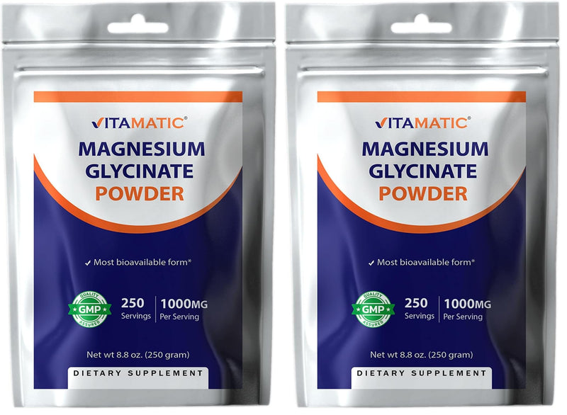 Vitamatic Magnesium Glycinate & Oxide – Supports Muscle, Joint & Heart Health | 250g Pack of 2