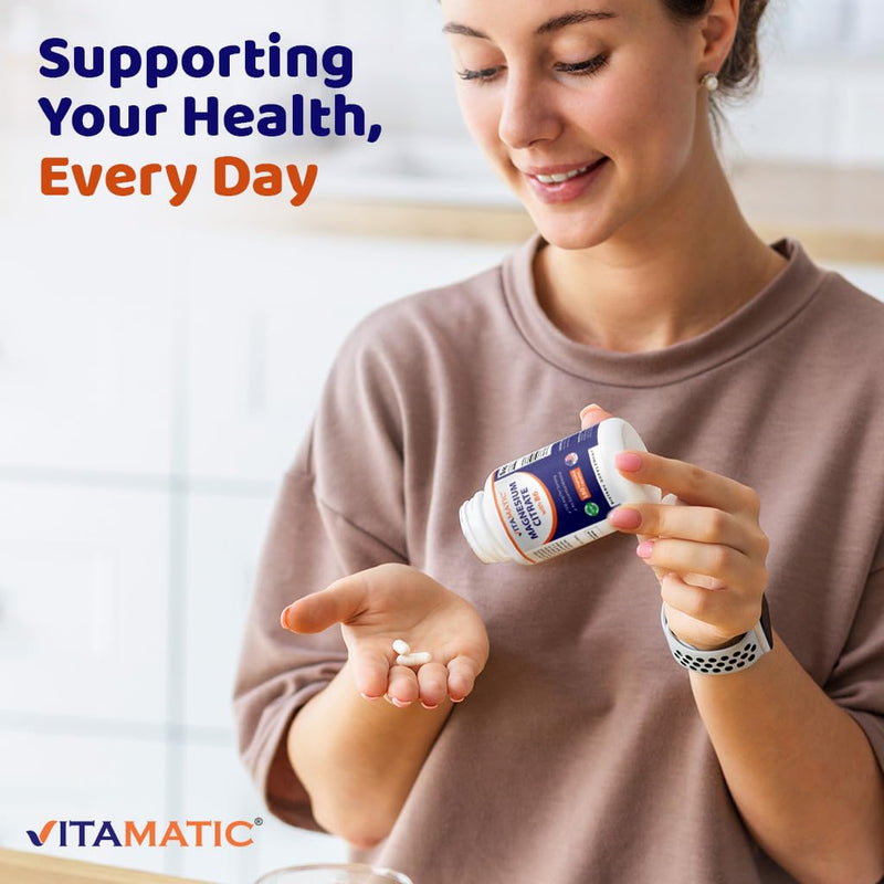 Vitamatic Magnesium Citrate 500mg per Serving - 180 Vegetarian Capsules - 150 mg Elemental Magnesium + B6 for Maximum Absorption - Supports Muscle, Joint, and Heart Health*