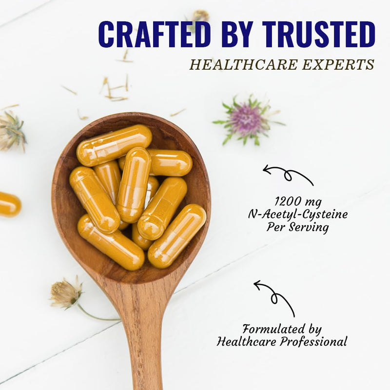Vitamatic NAC Supplement with Milk Thistle 50:1 Extract - 1200 mg NAC per Serving, 120 Veg Capsules