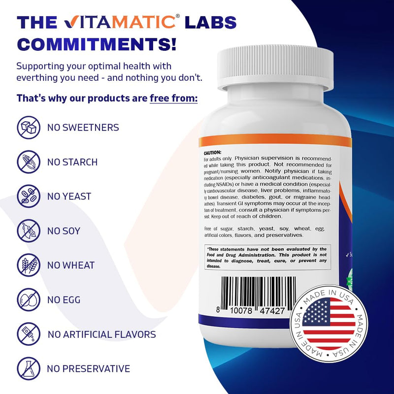 Vitamatic Niacin 500mg – Sustained Release (240 Tablets Pack of 2) Non-GMO & Gluten Free