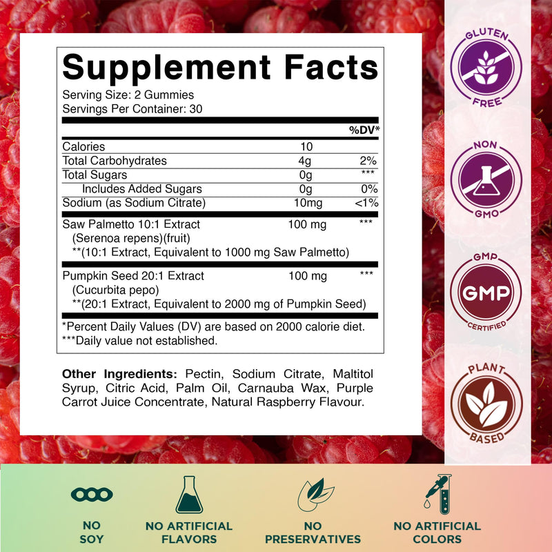 Vitamatic Sugar-Free Saw Palmetto with Pumpkin Seed – 3000 mg Equivalent per Serving | 60 Gummies