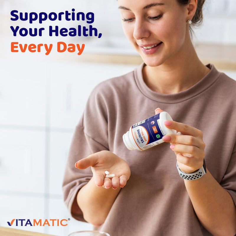 Vitamatic Taurine 2000mg Vegetarian Tablets – 180 Count, Non-GMO, Gluten Free (Pack of 2)