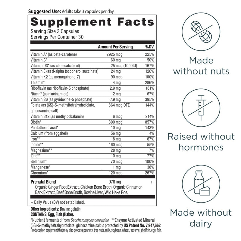 Ancient Nutrition Prenatal Vitamins – Multivitamin for Women with Folate, Iron, B12, Magnesium, Vitamin C – 90 Count