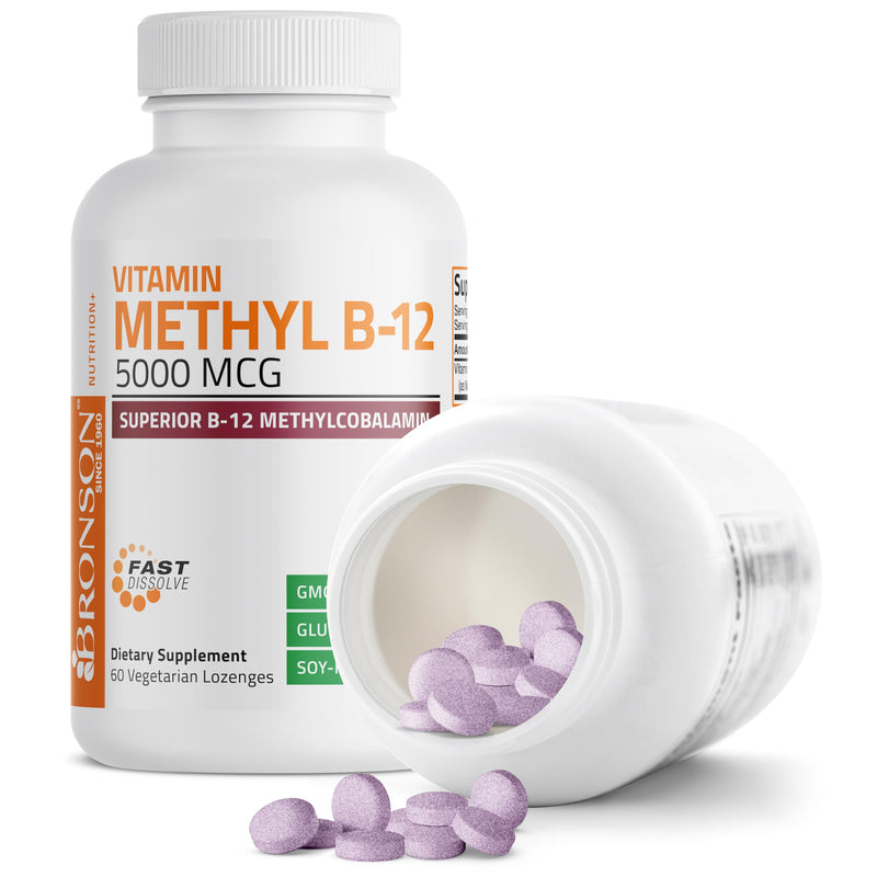 Bronson Methyl B12 5000 mcg Methylcobalamin – Energy & Brain Support (60 Lozenges)