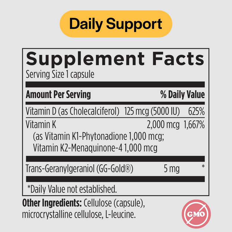 Vitamin D3 K2 5000 IU - Supports Calcium Absorption, Bone & Heart Health - 60 Veg Capsules