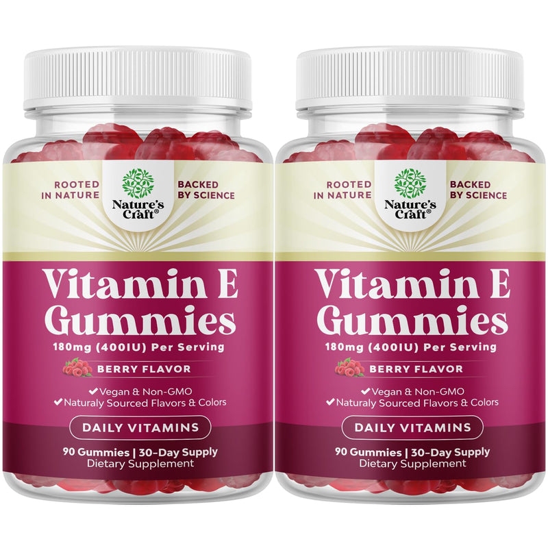 Natures Craft Vitamin E Gummies – 400 IU High-Potency Skin Support – 2-Month Supply