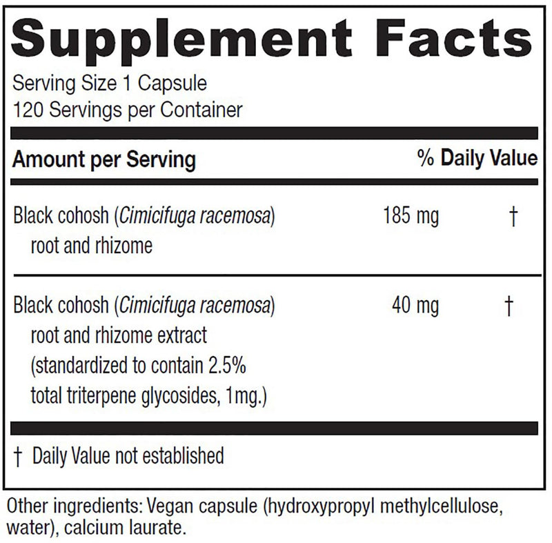 Vitanica Black Cohosh Cimicifuga Extract Plus – Vegan, 120 Capsules