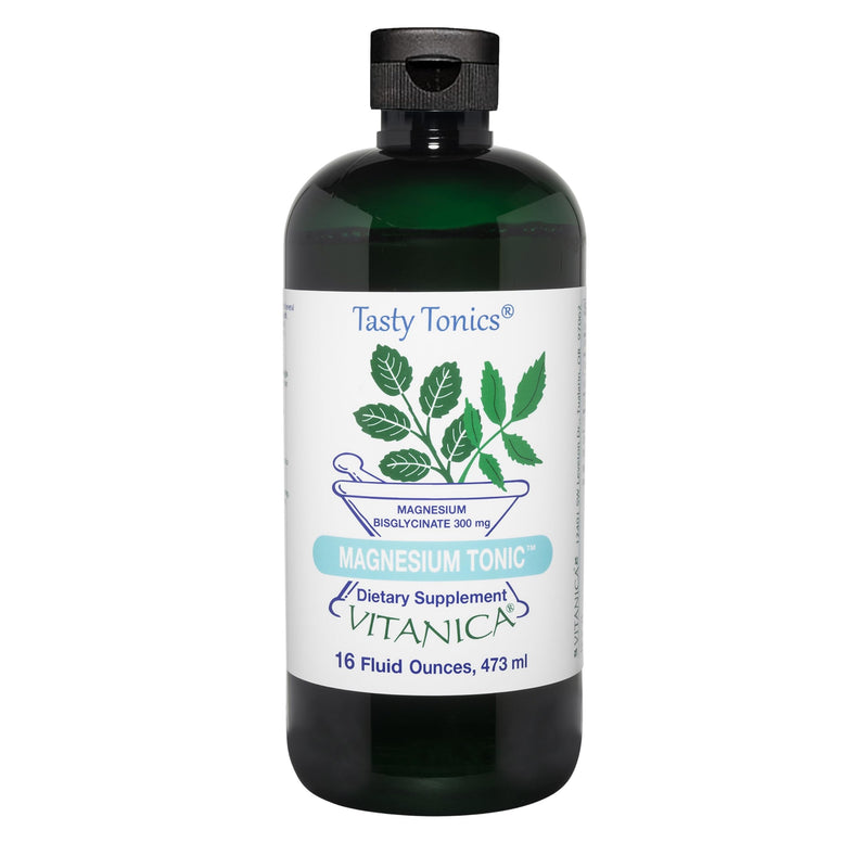 Vitanica Magnesium Tonic - Liquid Magnesium with Vitamin B6 for Brain, Sleep & Heart Health (Orange, 16 Fl Oz)