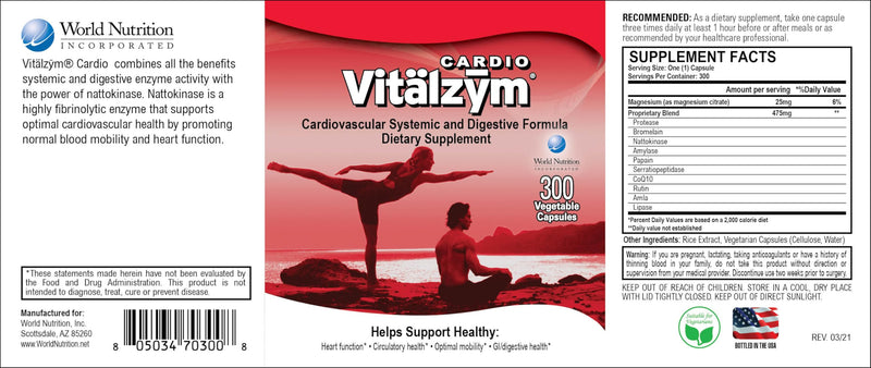 VITÄLZYM Cardio Proteolytic Systemic Enzymes – Serrapeptase, Nattokinase & CoQ10 (300 Capsules)