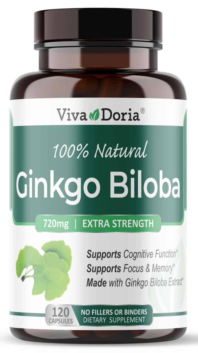 Viva Doria Ginkgo Biloba 720mg - Brain Function & Memory Support | 120 Veg Capsules