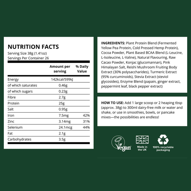 Vivo Life Perform Plant Protein Powder – Pea & Hemp with BCAA | Banana Cinnamon | 34.85 oz