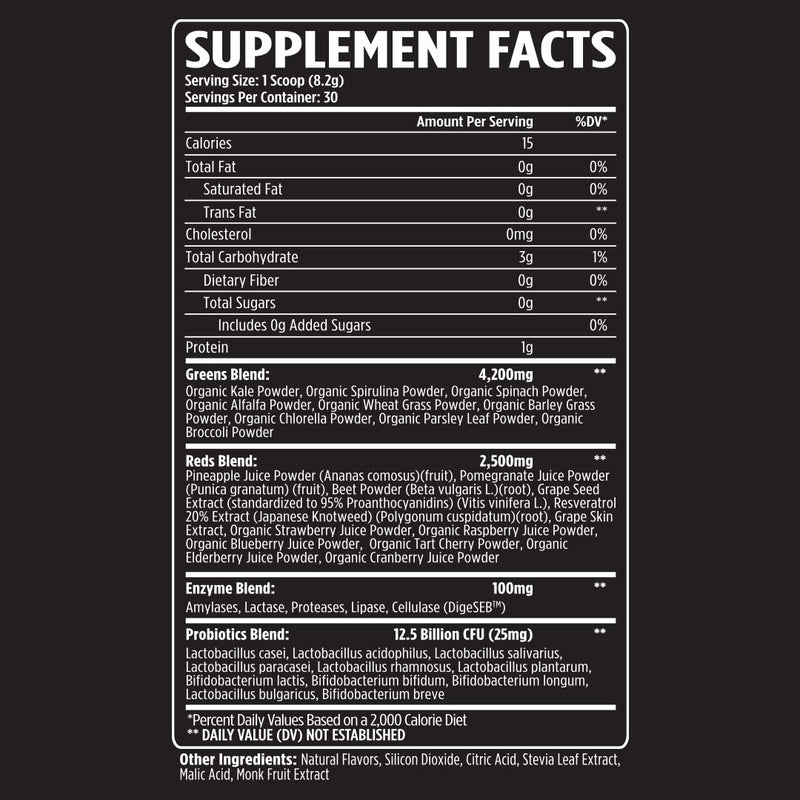 VMI Greens + Reds: Immunity & Gut Health Superfood | 30 Servings Strawberry Kiwi