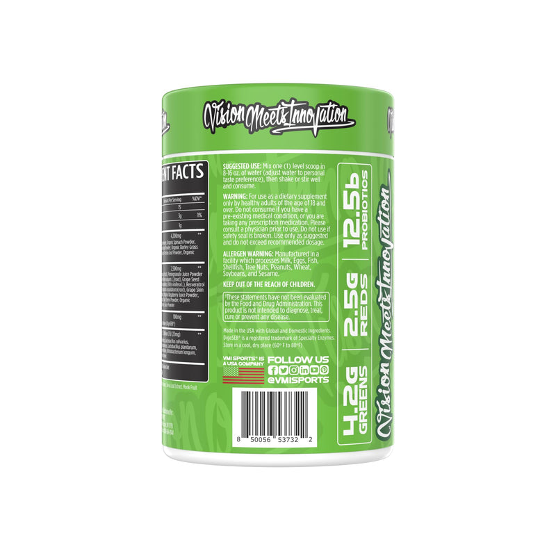 VMI Sports Greens + Reds Advanced Superfood – Immunity & Gut Health with Enzymes & Probiotics | 30 Servings (Dragon Fruit)