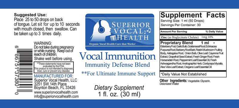 Superior Vocal Health: Vocal Immunition Immune Formula for Singers