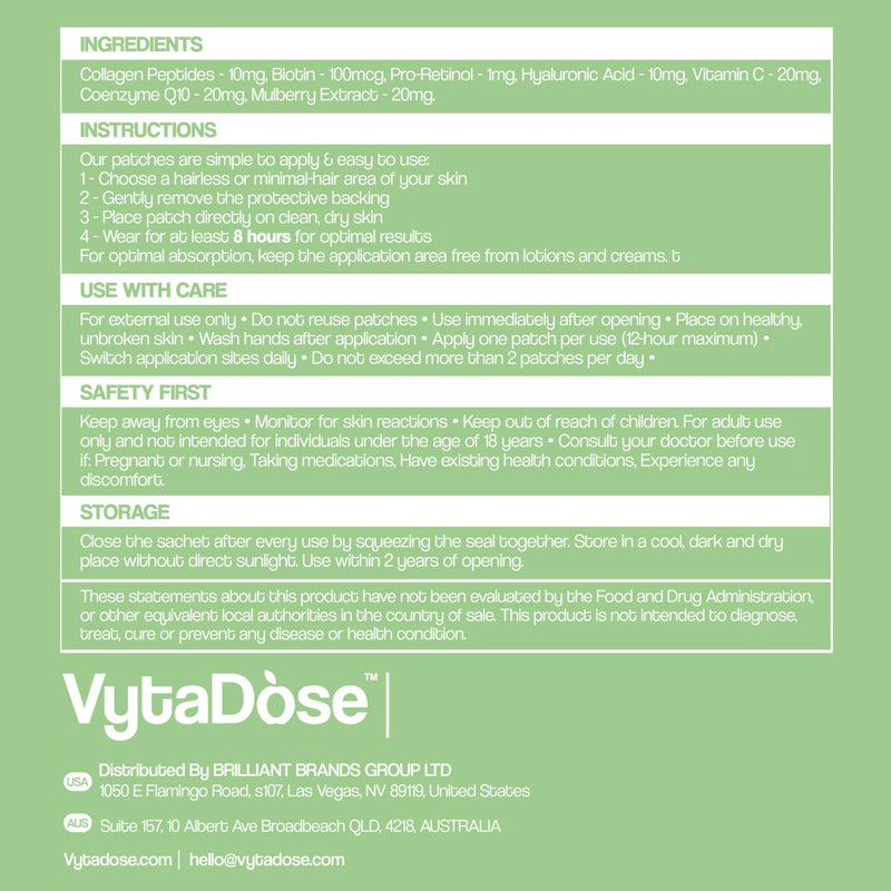 Vytadose Collagen Glow Patches – 5x Stronger Formula for Skin, Hair & Nails
