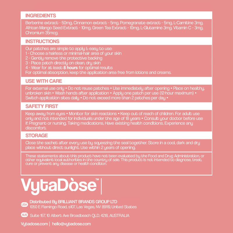 Vytadose GLP1 Patches | 12-Hour Hunger Support | 10x Stronger Formula | 3 Pack