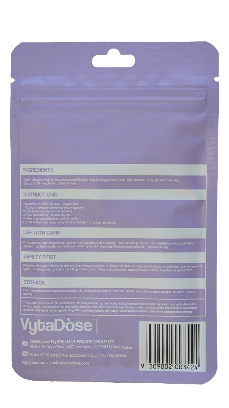 Vytadose NAD+ Boost Patches | Anti-Aging & Wellness | 8-Hour Time-Release