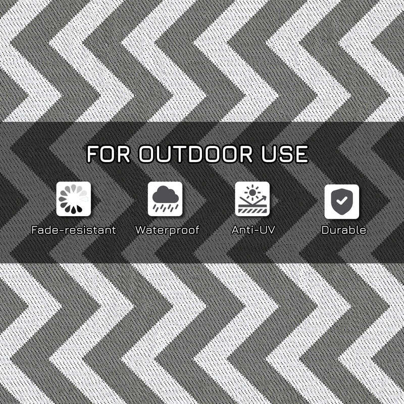 Outsunny Outdoor Rug, 1.2 x 1.8m Patio Floor Mat, Grey & White