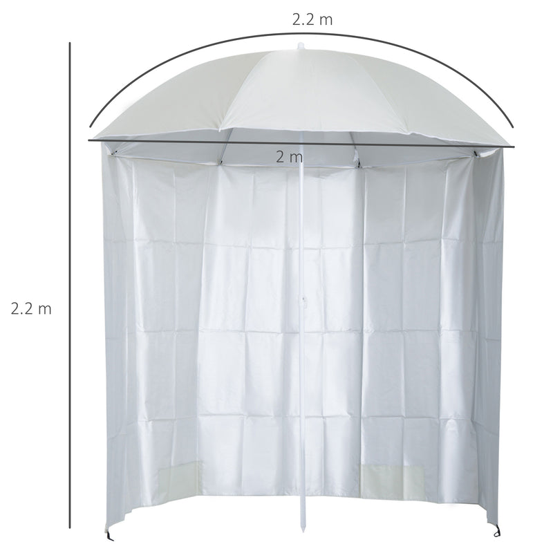 Outsunny 88" Arc 2.2M Fishing Umbrella Beach Parasol with Sides Brolly Shelter Canopy Shade with FREE Carry Bag