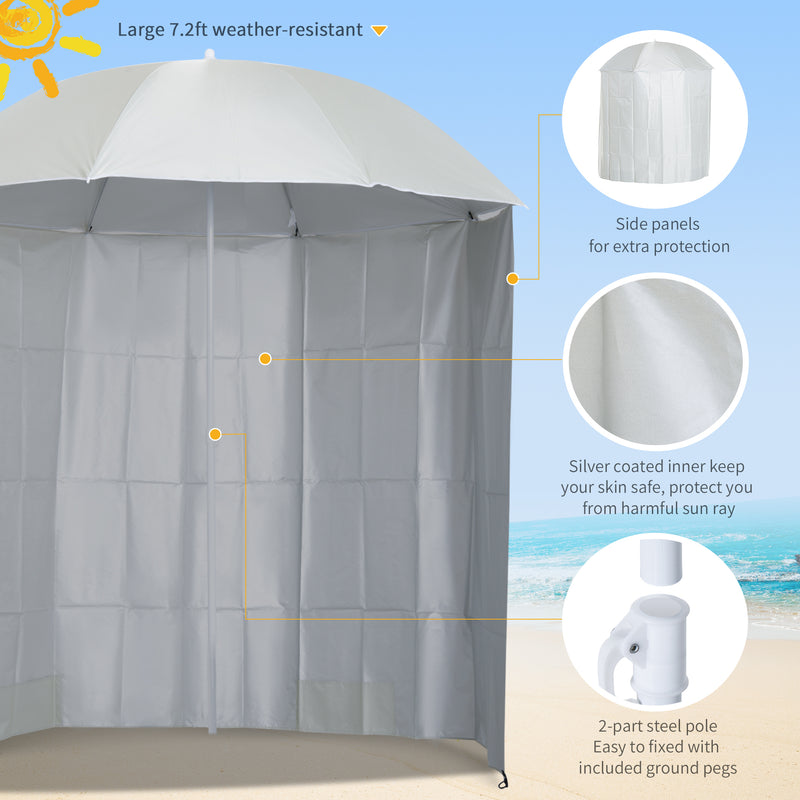 Outsunny 88" Arc 2.2M Fishing Umbrella Beach Parasol with Sides Brolly Shelter Canopy Shade with FREE Carry Bag