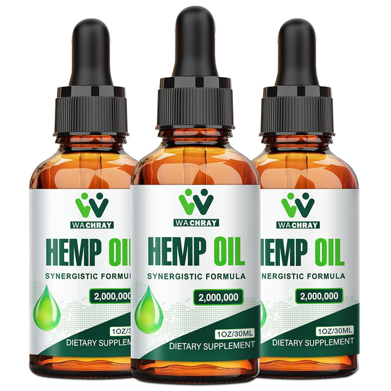 (3 Pack) Hemp Oil Drops – Pain Relief, Skin & Anxiety | 2,000,000 Max Strength, CO2 Extraction, Organic, Vegan