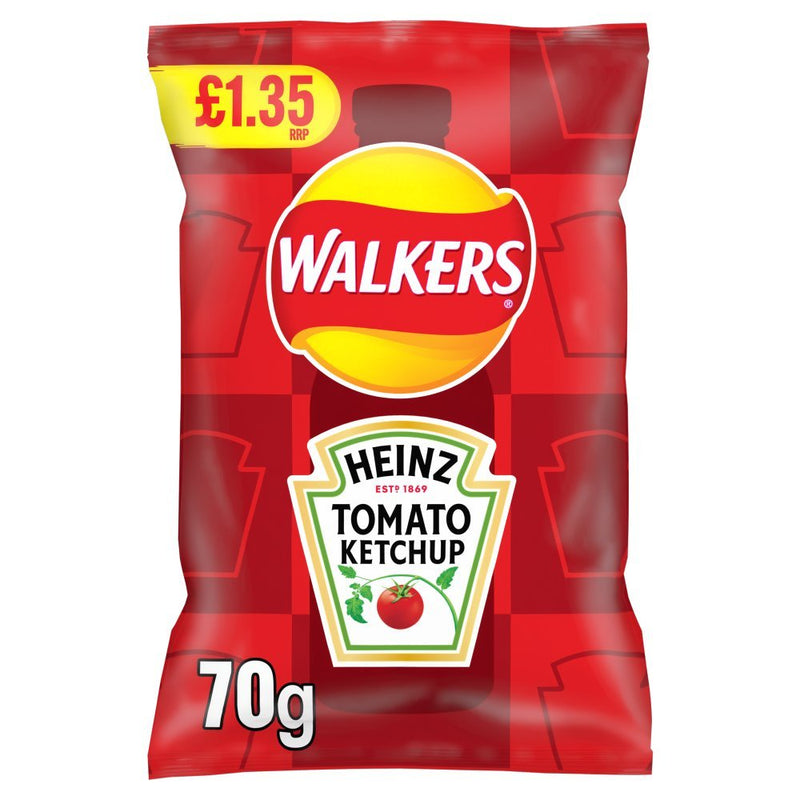Walkers Heinz Tomato Ketchup Sharing Crisps 70g (Box of 18)
