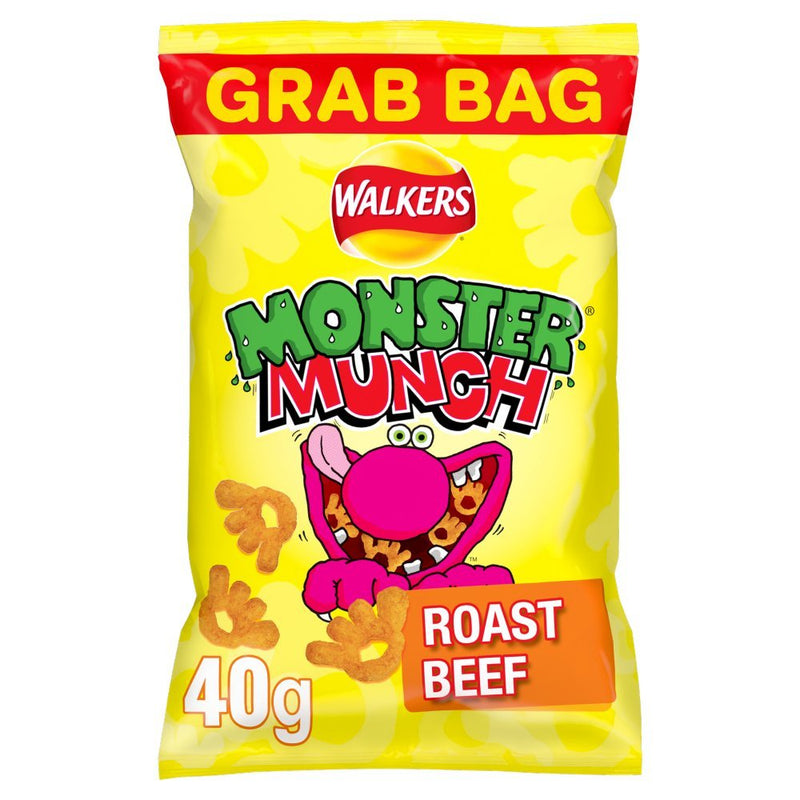 Walkers Monster Munch Roast Beef Snacks Crisps 40g (Box of 35)