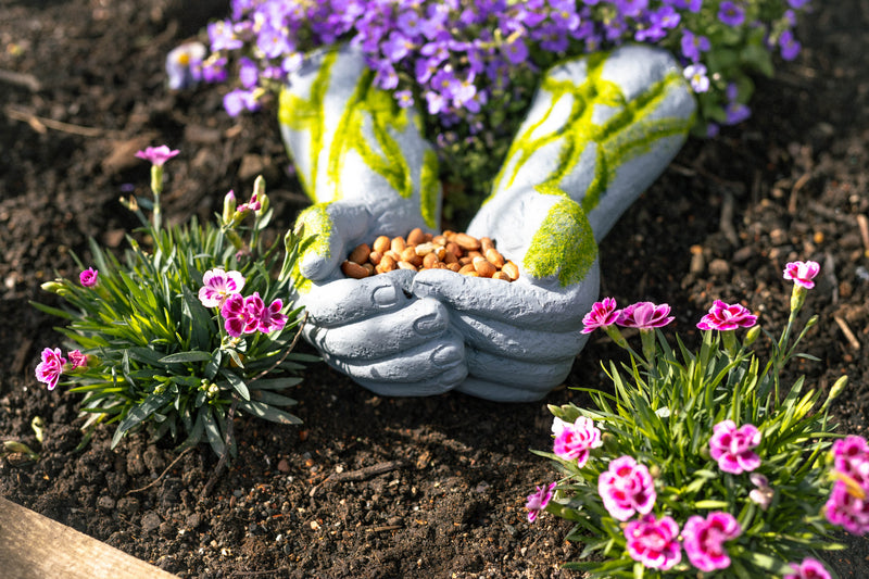 Resin Open Hands Bird Feeder